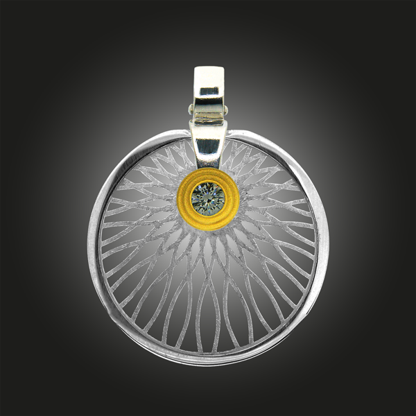 Formschmuck-Kette mit Silber Anhänger Damen Kreis Motiv Sonne aus Silber